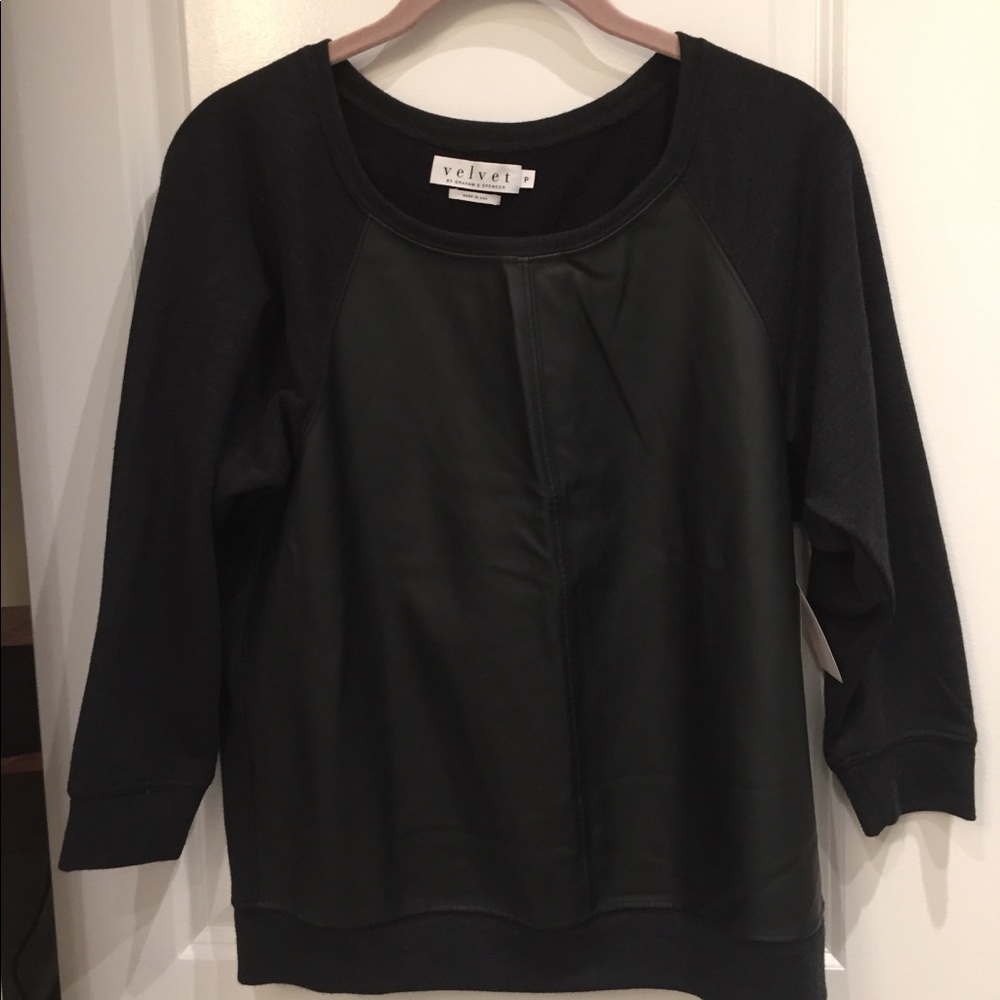 Velvet by Graham & Spencer Top w/Faux Leather